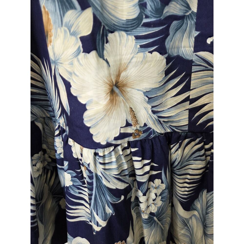 Royal Hawaiian Creations Blue Floral Muumuu Shift Midi Dress, Women's Medium - Picture 14 of 15